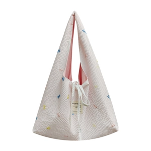 Sac fourre-tout à carreaux rose et blanc avec broderie papillon et large bandoulière