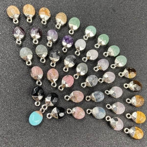 Colgante Mini Ovalado Facetado de Piedra Natural Para Creación de Joyería Amatista Cuarzo Rosa Ojo de Tigre Cristal Colgante Solo (Sin Cadena)
