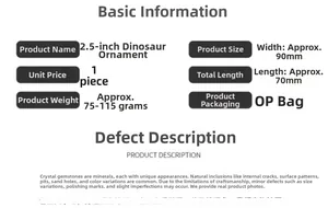 Detailed size specifications for the 2.5 inch carved natural gemstone dinosaur ornament