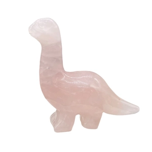 Natural rose quartz dinosaur figurine, handcrafted 2.5 inch crystal animal carving decor