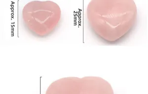 Pietre di quarzo rosa lucidate a forma di cuore, dimensioni 15 mm e 25 mm, finitura liscia