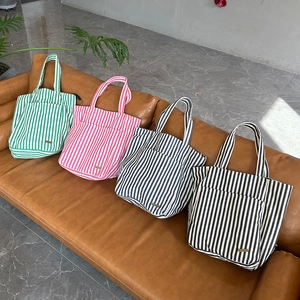 Borsa Tote in Poliestere a Grande Capacità per Donna a Righe con Stampa Leopardata Borsa a Spalla con Doppie Tasche Anteriori