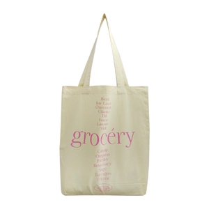 Sac fourre-tout minimaliste en toile avec imprimé grocery rose et herbes botaniques