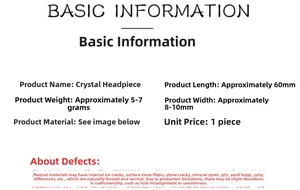 Spécifications de taille et dimensions pour le clip à cheveux en cristal d'améthyste