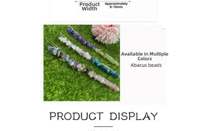 Détail des barrettes en améthyste et perles colorées avec largeur de 8-10 mm