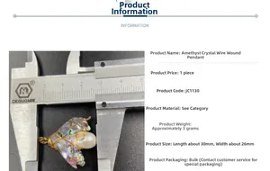 Detailed size measurement of a handmade amethyst pendant with gold wire wrap and pearl