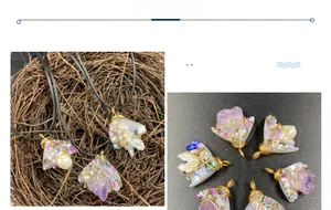 Detailed macro of handmade wire wrapped amethyst pendant with natural stone textures