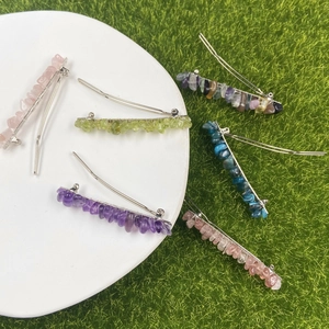 Set di sei fermagli per capelli vintage con ametista naturale e perle di pietre colorate