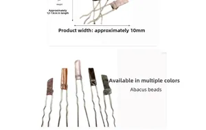 Detailed size chart for handmade wire-wrapped crystal hairpins measuring 12 to 13cm long