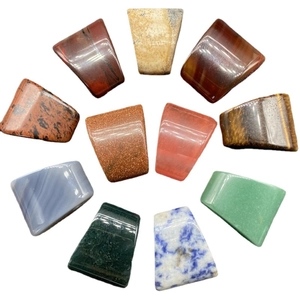 Assorted natural agate and gemstone trapezoid pendant beads for DIY jewelry making