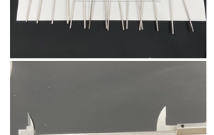 Detailed view measuring irregular stone hair stick thickness with a digital caliper