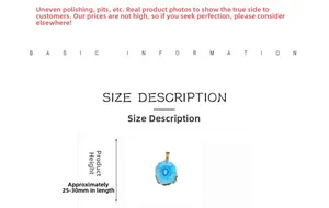 Detailed size chart for blue agate druzy pendant with gold plating and irregular shape