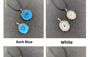 Detailed grid view of assorted crystal slice sun flower pendants with gold plated edges