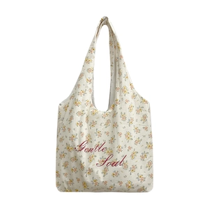 Borsa tote in tela a fiori con stampa Gentle Soul in stile pastorale rustico