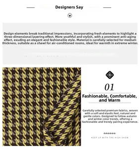 Close-up of premium houndstooth fabric showing fine texture and mid-weight warmth