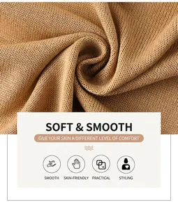 Makroaufnahme der weichen Strickstruktur und Details des kamelbraunen Stoffes