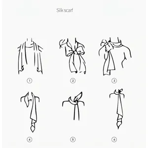 Guide illustré montrant six façons polyvalentes de nouer et styliser un carré de soie