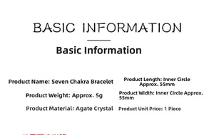 Detailed size and material specifications for chakra agate crystal braided bracelet