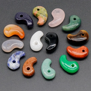 Polished natural stone magatama pendant collection in assorted crystals and gemstones