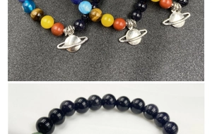 Détails des bracelets système solaire avec pierres naturelles et breloques Saturne