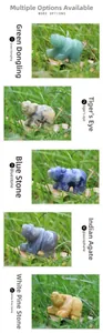 Detailed comparison of hand-carved gemstone polar bears in five different natural crystals