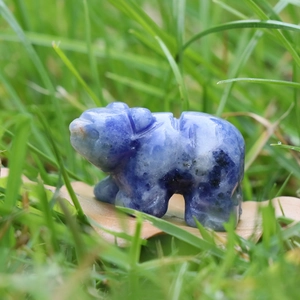 Blue sodalite polar bear figurine made of natural carved gemstone for home decor