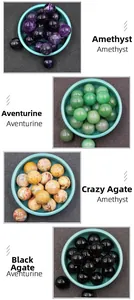 Polished 20mm round stone spheres in Amethyst, Green Aventurine, Crazy Agate and Black Onyx