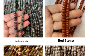 Macro detail of Indian Agate and Red Jasper abacus beads for DIY jewelry making