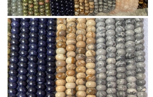 Primer plano de cuentas espaciadoras de ojo de tigre y mármol de 8-10mm para joyería DIY