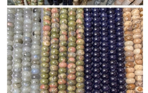Cuentas pulidas de ojo de tigre y jaspe para creación de joyas y piezas espaciadoras