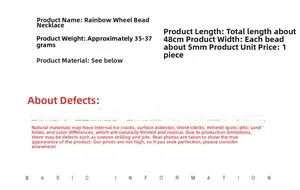 Size chart for colorful stone bead necklace showing 48cm length and 5mm bead width details