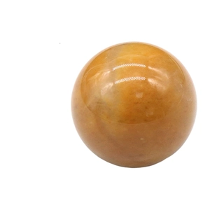 Polished 20mm natural yellow stone sphere with smooth surface and internal texture