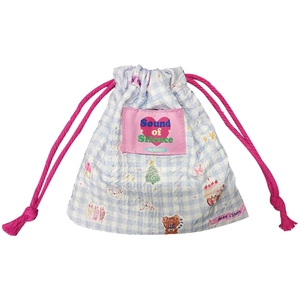Custodia a coulisse a quadretti blu con orsetti e toppa rosa a forma di cuore