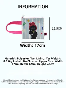 Gedetailleerde afmetingen voor cartoon zwarte kat handtas, grootte 17x16,5 cm