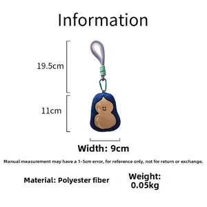 Blue embroidery plush doll pendant dimensions 11x9 cm with 19.5 cm hanging cord