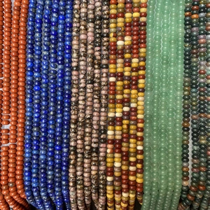 Natural Gemstone Abacus Rondelle Beads Loose Spacer Stone For DIY Jewelry Making Bracelet Necklace Lapis Lazuli Aventurine