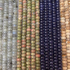 Cuentas de ábaco de ojo de tigre y piedra de paisaje para joyería DIY y pulseras