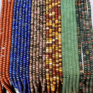 Assorted natural semi-precious stone abacus beads for DIY jewelry making 4-6mm