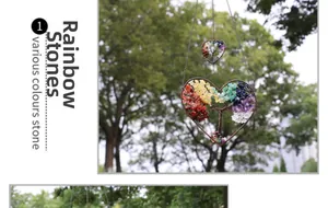 Detailed close-up of wire-wrapped heart tree of life ornament with natural multi-color stones