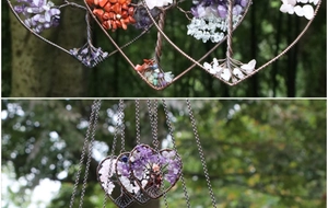 Detailed wire-wrapped heart Tree of Life pendant with colorful natural crystal stones