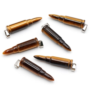 Tiger eye stone bullet pendants with vintage punk style and silver metal clasps