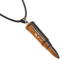Tiger eye stone bullet pendant necklace with black braided cord in retro punk style