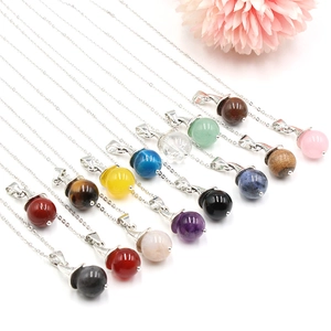 Witch Wizard Hat Pendant Necklace Natural Crystal Ball Gemstone Alloy Magic Theme Jewelry Gift For Women Girls