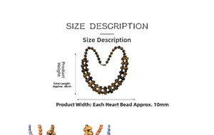 Guide des tailles collier pierre naturelle avec perles coeur 10mm et longueur 48cm