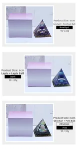 Detailset von Orgon-Pyramiden mit Amethyst und Lapislazuli in einer Geschenkbox