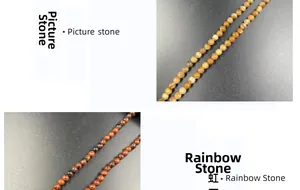 Macro detail of 4mm Picture Stone and Rainbow Stone round beads for DIY jewelry making