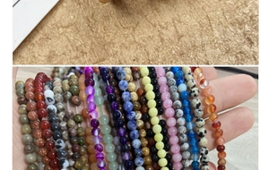 Macro shot of 4mm natural gemstone beads and colorful agate beads for DIY jewelry