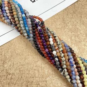 Various 4mm natural gemstone round beads for DIY jewelry making featuring agate and quartz