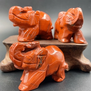 Natuurlijke Rode Jaspis Olifant Beeldje Gesneden Edelsteen Dier Standbeeld Geluk Rijkdom Feng Shui Ornament Huis Kantoor Decoratie