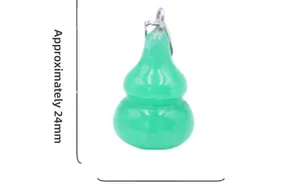 Detailed view of emerald green jade gourd pendant with approx. 24mm height measurement